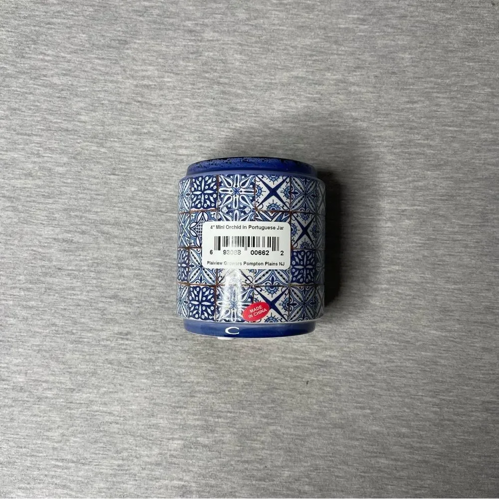 Target White & Blue 4” Mini Round Portuguese Ceramic Jar Planter Pot